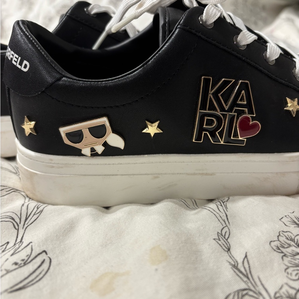 Karl Lagerfeld Black and Gold Sneakers